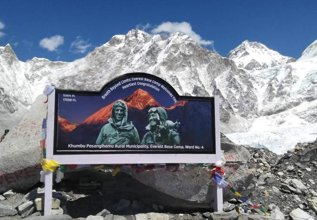 Khumbu municipality temporarily removes signboard at Everest Base Camp
